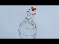 Korean Tumblr Heart Drawing || Easy BTS Drawing #viralvideo