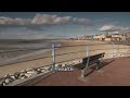 Morecambe | Lancashire | Seaside | Cloudy Day | Empty Bench | Fremantle stock footage | E17R30 012