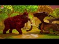 10 Mammoth Elephant Cow vs 10 Giant Lion Tiger vs Zombie Dinosaur Animal Fight Cow Cartoon Rescue