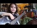 3 year old learning how to play guitar!