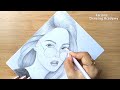 A girl with beautiful hair Pencil Sketch || How to draw a Girl with Glasses || bir kız nasıl çizilir