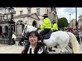 LISTEN LADY! NEVER SEEN A POLICE ON HORSE SHOUT LIKE THIS! AT HORSE GUARDS