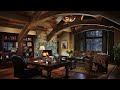 Writing Room Ambience with Blizzard | Heavy Snowstorm, Wind Sounds and Crackling Fireplace