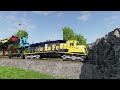 Flatbed Trailer Cars Transportation with Truck - Speedbumps vs Cars vs Train - BeamNG.Drive #06