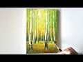 The Easiest Way to Draw Birch Trees / Acrylic Painting Techniques