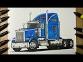 Drawing Kenworth W900 Semi-Truck