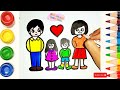 A cute 🥰 family drawing and colouring for kids and toddlers/Easy family drawing #easydrawing