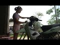 Repair HONDA 110cc motorbike with broken bearings and difficult to drive. Repair girl