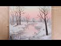 Winter Trees / Landscape / Acrylic painting for beginners / PaintingTutorial