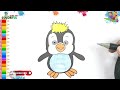 How to draw and color cute penguins | Easy Tutorial for Kids