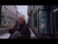Walking the Streets of Vilnius, Old  Town, Lithuania, 4K Video, 1 Hour, Falling Snow Walk