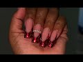 Achieve Stunning Red CHROME FRENCH Nails with 3D Swirl Design | GEL X | Tutorial