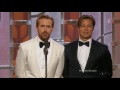 Ryan Gosling and Brad Pitt present at the 2016 Golden Globes