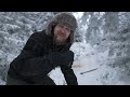 hiding in abandoned log cabin from extreme cold