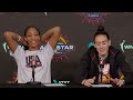 Team USA post-game vs. WNBA All-Stars: Team USA players A'ja Wilson and Breanna Stewart