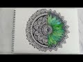 How to Draw Mandala for Beginners step by step Tutorial 🤍💚🖤 | Lotus Mandala Art  #rithaarts  #art