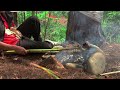 Survival Camping Adventure: Building Tree Tents from Plastic Wrap & Outdoor Cooking with My Monkey