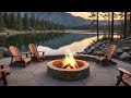 Peaceful Riverbank Serenity | Birdsong and Fire Crackling Sounds for Relaxation and Sleep