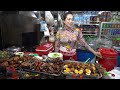 Amazing Cambodian food market scenes, walk around food market