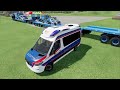 TRANSPORTING CARS, AMBULANCE, POLICE CARS, FIRE TRUCK, MONSTER TRUCK OF COLORS! WITH TRUCKS! - FS 22