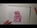 Speed drawing anime. I draw a girl in a pink dress and with pink hair