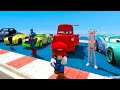 SPIDERMAN McQueen TRIPLE  Ramp Challenge JUMP! SUPERHERO HULK BATMAN Mack Truck Disney Cars 3- GTA V