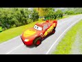 Big & Small Long Stair Lightning Mcqueen vs Bumps with Jumping Spikes | BeamNG.Drive