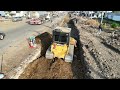 Amazing Heavy Dump Trucks Unloading Soil Stone & Dozer Pushing Soil Building Foundation Nation Road