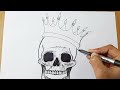 How to draw a skull with crown || Tattoo drawing tutorial