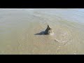 Sand castle destruction by tide and waves