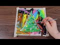 Christmas Special-1🎄Tree Abstract Acrylic Painting on Canvas with Palette Knife #018｜Satisfying Demo