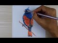 Amazing painting Crested Bunting bird