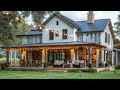 Modern Rustic Farmhouse Patio with Sleek Outdoor Living Room and Rustic Log Furniture