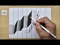 simple 3d drawing on paper for beginners - how to draw 3d stairs