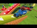 LOAD & TRANSPORT WATER TANKER WITH MINI & BIG FORD TRACTOR & FLATBED TRAILER & TESLA TRUCK! FS 22