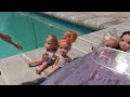 Water car ! Elsa & Anna toddlers - pool fun - Barbie dolls