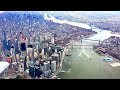 Arial view of Boston Massachusetts and Manhattan New York