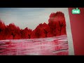 Red landscape painting / easy acrylic painting - tutorial for beginners / step by step