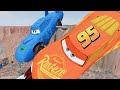 Destroy Old Wood Bridge vs Big & Small Lightning McQueen,Pixar Car,Tow Mater, Dinoco😱 - BeamNG.Drive