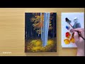 How to draw a Forest on Black Canvas / Acrylic Painting for Beginners #285