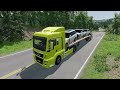Flatbed Trailer Cars Transporatation with Truck - Pothole vs Car - BeamNG.Drive #3