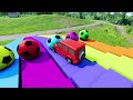 TRANSPORTING PIXAR CARS & FRUITS WITH COLORED & JOHN DEERE vs CLAAS vs TRACTORS - BeamNG.drive #813