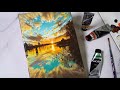 아크릴화 풍경화 그리다가 생긴 소름끼치는 일 Acrylic landscape painting Tutorial | Sunset clouds