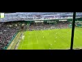 celtic fans do the poznan - full stadium huddle