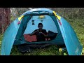Solo camping in heavy rain, sleeping soundly in the tent with the sound of rain, asmr