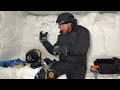 Winter Camping In Snow Shelter During A Storm