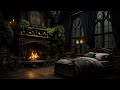 Cozy Castle Room with Rain, Fireplace & Thunderstorm Sounds to Sleep - Heavy Rain Sound on Window