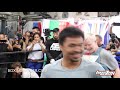 MANNY PACQUIAO CRUSHES THE PADS DURING LA WORKOUT VS KEITH THURMAN