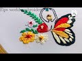 Butterfly hand embroidery 🪡|  girl with butterfly pattern | Tips world embroidery 🧵