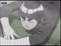 Drunk Rock Lee getting pushed by a villain in Naruto